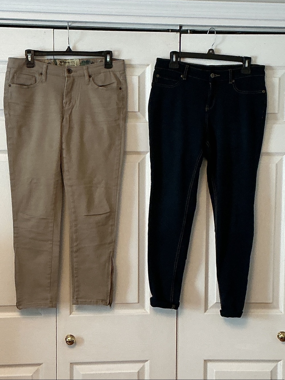 Multiples Skinny Jeans Duo — Tan and Dark Blue